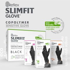 Reflex Slimfit Muayene Eldiveni 100'lü Paket - Pudrasız / L - XL / Siyah