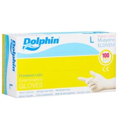Dolphin Latex Muayene Eldiveni 100'lü Paket - Pudralı / Large