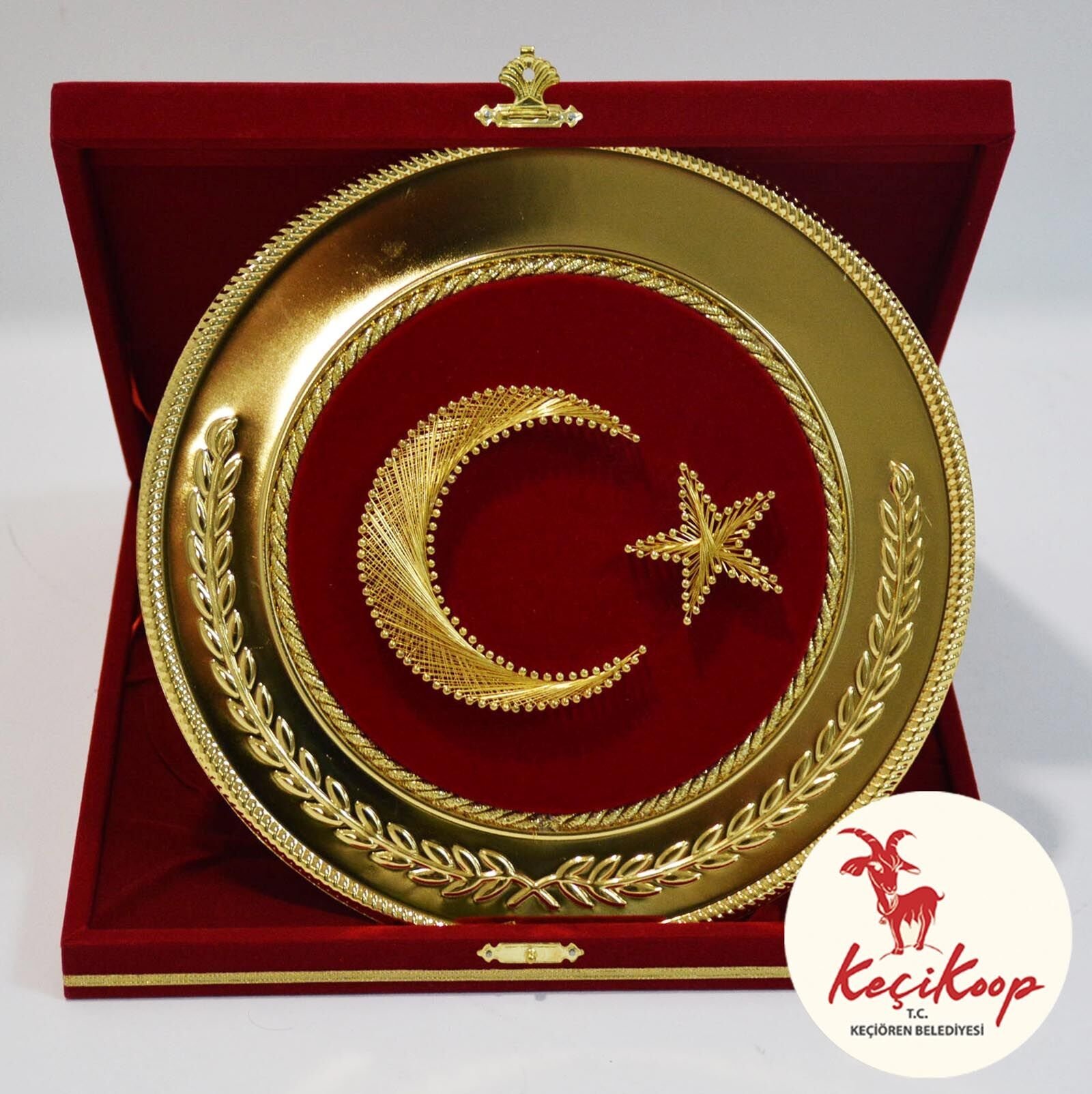 Altın Yuvarlak Filografi Türk Bayrağı