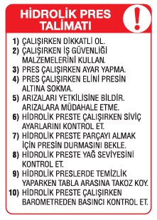 HİDROLİK PRES TALİMATI