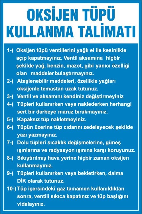 OKSİJEN TÜPÜ KULLANMA TALİMATI