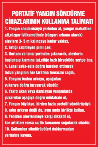 PORTATİF YANGIN SÖNDÜRME CİHAZLARININ KULLANMA TALİMATI