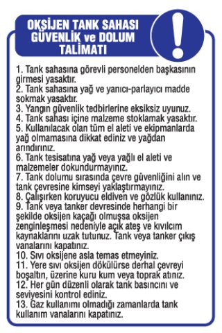 OKSİJEN TANK SAHASI GÜVENLİK ve DOLUM TALİMATI