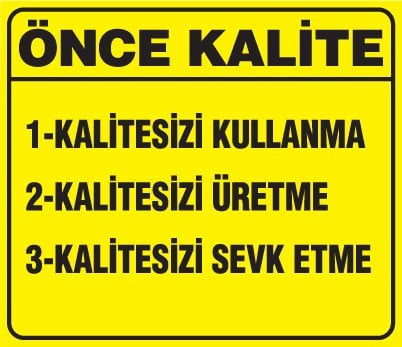 1-KALİTESİZİ KULLANMA 2-KALİTESİZİ ÜRETME 3-KALİTESİZİ SEVK ETME