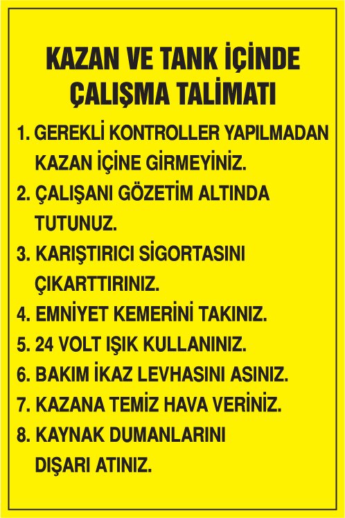 KAZAN VE TANK İÇİNDE ÇALIŞMA TALİMATI