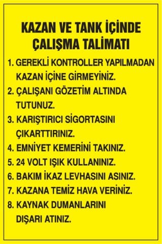 KAZAN VE TANK İÇİNDE ÇALIŞMA TALİMATI
