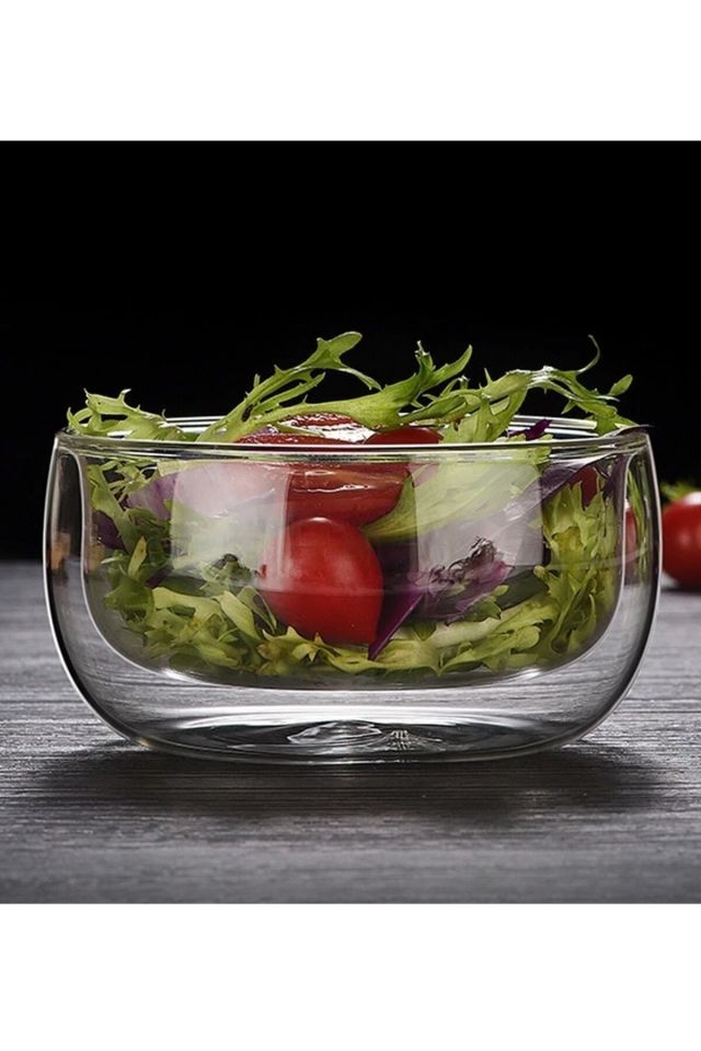 Cam Kase Çift Cidarlı 4lü Set 300ml Sunum Kasesi