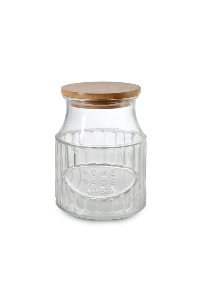 Bambu Kapaklı Cam Saklama Kavanozu 3lü Set