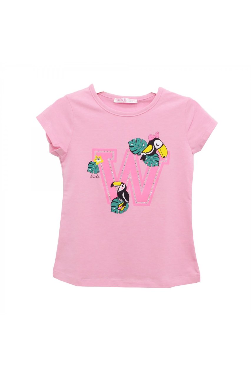 Acar Girls Kız Çocuk Kuş Baskılı Tişört