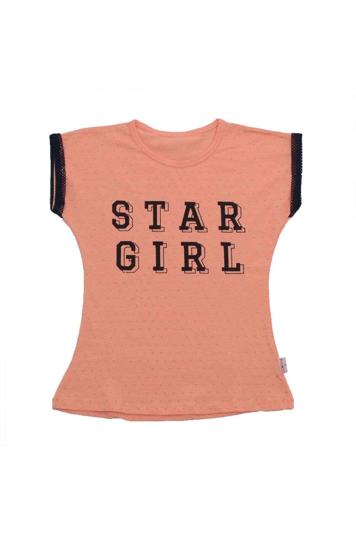 Star Girl Baskılı Kolları Dantel Detaylı Kız Çocuk T-shirt