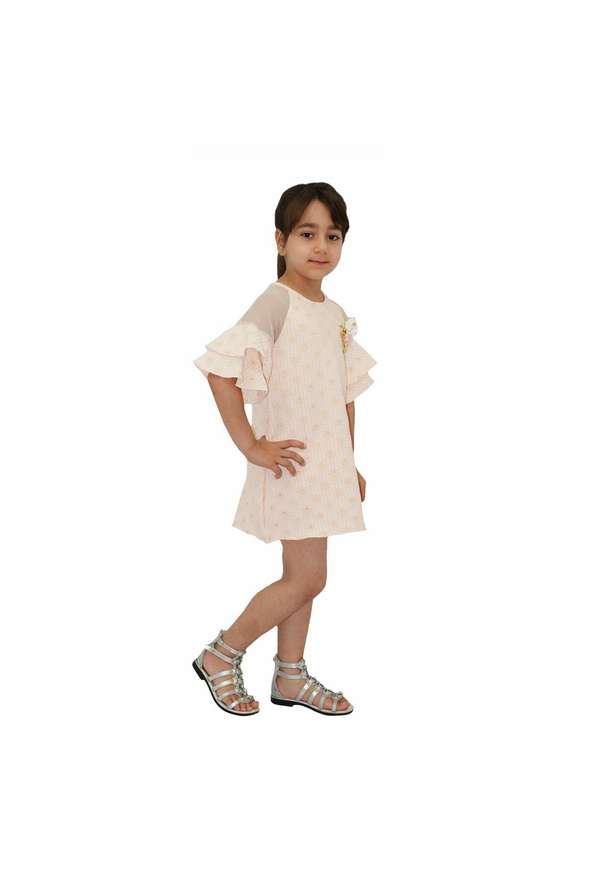 Kız Çocuk Omuz Tüllü  Elbise