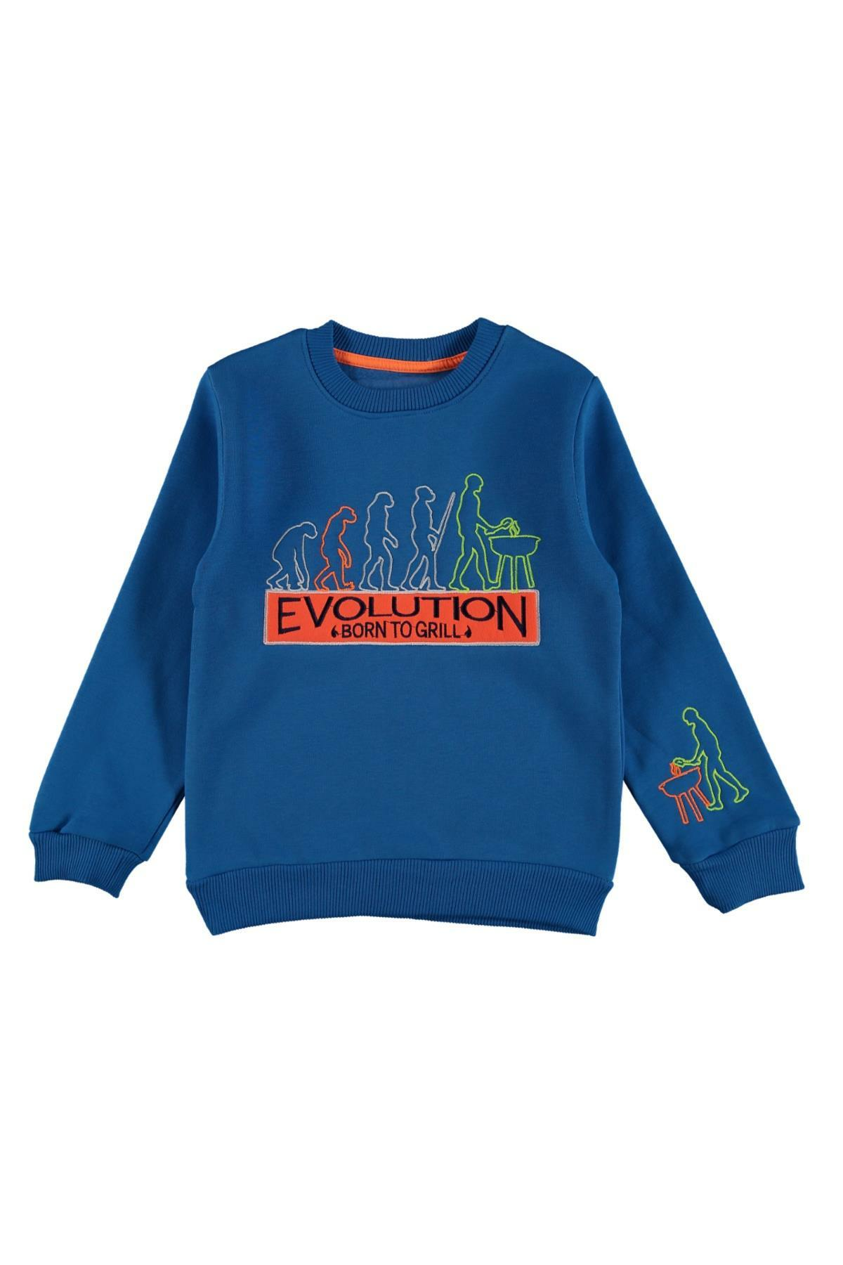 Pundikids Erkek Çocuk Evolutıon Baskılı 3 İplik Şardonlu Sweath