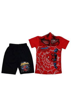 Pundikids Erkek Çocuk Spiderman Baskılı Maskeli Şortlu Takım