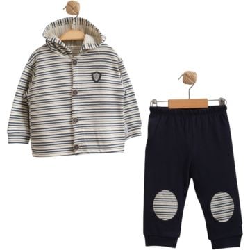 ÇİZGİLİ ARMALI KAPÜŞONLU ERKEK TAKIM