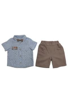 Pundikids Erkek Çocuk Keten Şortlu Papyonlu 3'Lü Takım