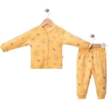 PANDA BASKILI ÖNDEN ÇITLI PİJAMA TAKIMI