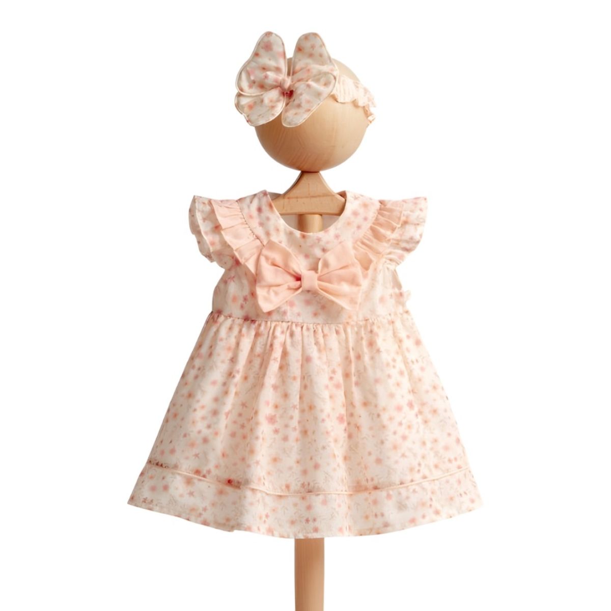 KIZ BEBEK ÇİÇEK BASKILI  ELBİSE