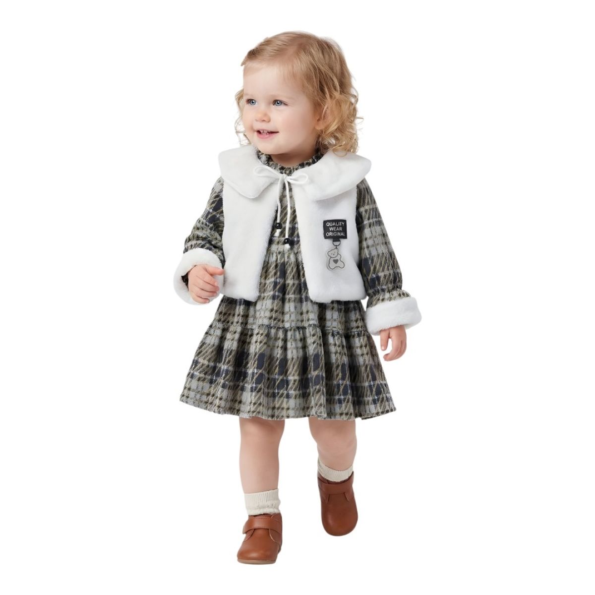 KIZ BEBEK MEVSİMLİK YELEKLİ ELBİSE