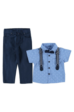 Pundikids Kısa Kol Gömlekli Keten Pantolonlu 4'lü Takım