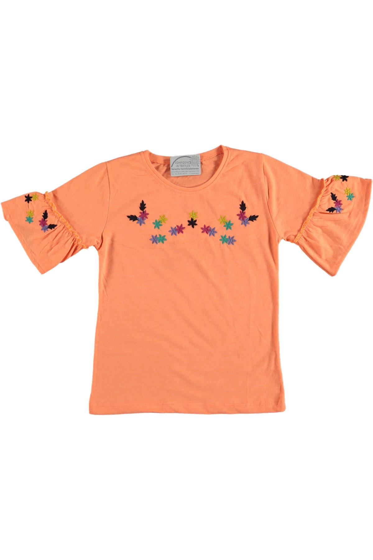 Pundikids Kız Çocuk İp İşlemeli Volanlı T-shirt