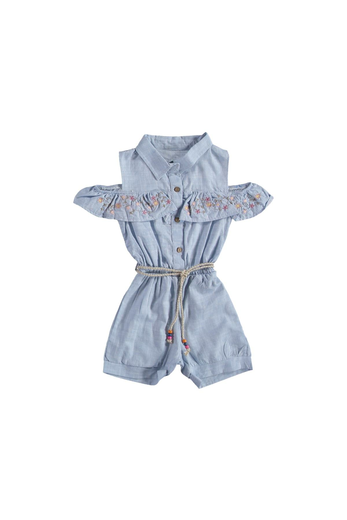 Nakışlı Kız Çocuk Keten Slopet