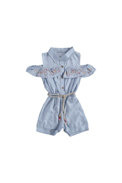 Nakışlı Kız Çocuk Keten Slopet