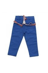 Pıtırık Mavi Renkli Askılı Erkek Bebek Keten Pantolon