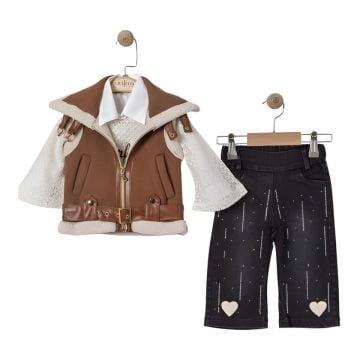 KABAN YELEKLİ DÖRTLÜ KIZ TAKIM