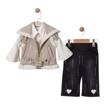 KABAN YELEKLİ DÖRTLÜ KIZ TAKIM