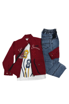 Pundikids Erkek Çocuk Kot Pantolonlu Spor Ceketli 3'lü Takım