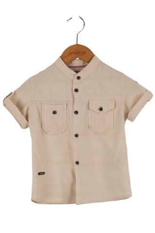 Mutlu Kids Kısa Kollu Erkek Çocuk Gömlek CAMEL - 12 Yaş