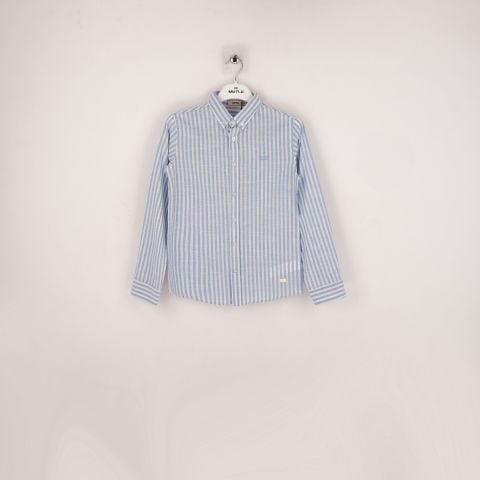 Mutlu Kids Çizgili Erkek Çocuk Gömlek Mavi - 1 Yaş