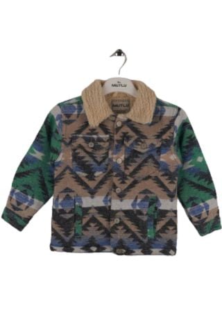 Mutlu Kids İçi Peluş Astarlı Erkek Çocuk Ceket Mont Mavi - 7 Yaş