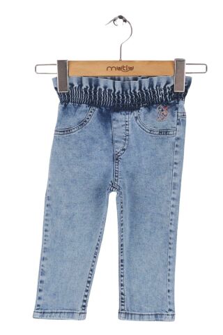 Mutlu Kids Beli Lastikli Kız Bebek Kot Pantolon AÇIK MAVİ KAR - 24-30 Ay
