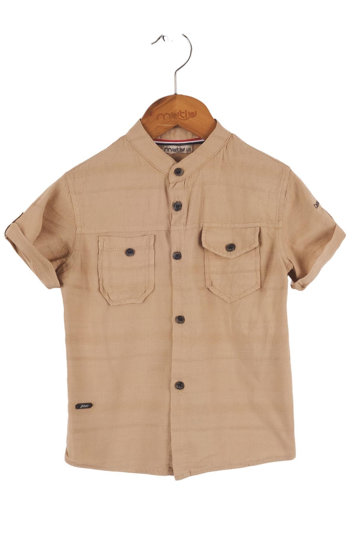 Mutlu Kids Kısa Kollu Erkek Çocuk Gömlek CAMEL - 12 Yaş