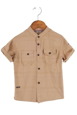 Mutlu Kids Kısa Kollu Erkek Çocuk Gömlek CAMEL - 12 Yaş