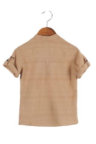 Mutlu Kids Kısa Kollu Erkek Çocuk Gömlek CAMEL - 12 Yaş