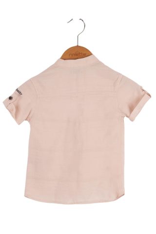 Mutlu Kids Kısa Kollu Erkek Çocuk Gömlek Pudra - 6 Yaş