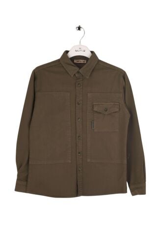 Mutlu Kids Erkek Çocuk Gabardin Gömlek Haki - 9 Yaş