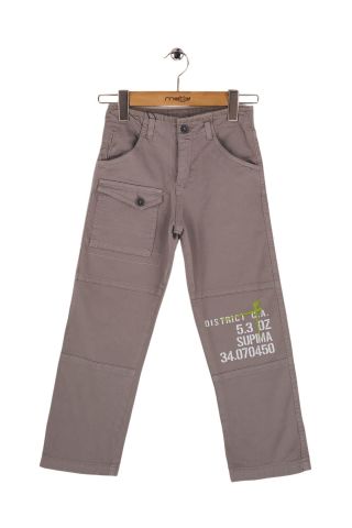Mutlu Kids Baskı ve Cep Detaylı Erkek Çocuk Pantolon Gri - 9 Yaş