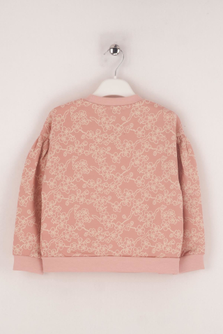 BEDEN PARÇALI ÇİÇEKLİ SWEATSHIRT Pembe - 6 Yaş