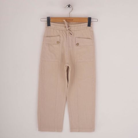 Mutlu Kids Keten Kız Çocuk Pantolon Bej - 3 Yaş