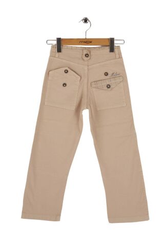 Mutlu Kids Baskı ve Cep Detaylı Erkek Çocuk Pantolon Krem - 9 Yaş
