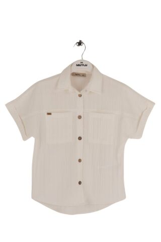 Mutlu Kids Kısa Kol Kız Çocuk Gömlek Beyaz - 15 Yaş