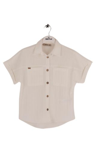 Mutlu Kids Kısa Kol Kız Çocuk Gömlek Beyaz - 15 Yaş