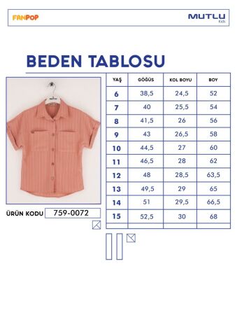 Mutlu Kids Kısa Kol Kız Çocuk Gömlek Beyaz - 15 Yaş