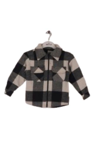 Mutlu Kids Oduncu Ekose Erkek Çocuk Fermuarlı Gömlek KIRMIZI-SİYAH - 5 Yaş