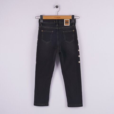 Mutlu Kids Yıldız Nakışlı Kız Çocuk Kot Pantolon Füme - 8 Yaş