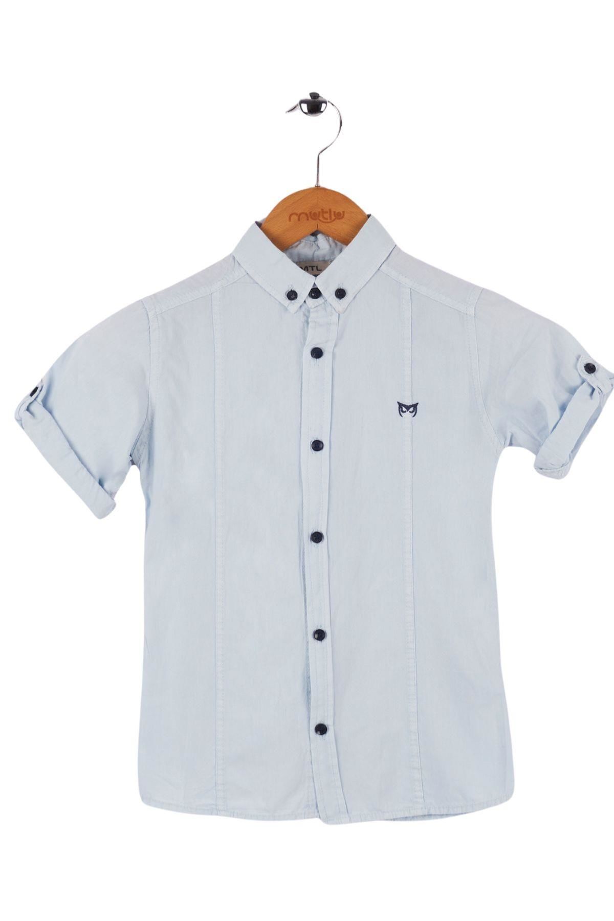 Mutlu Kids Kısa Kollu Erkek Çocuk Gömlek BEBE MAVİ - 5 Yaş