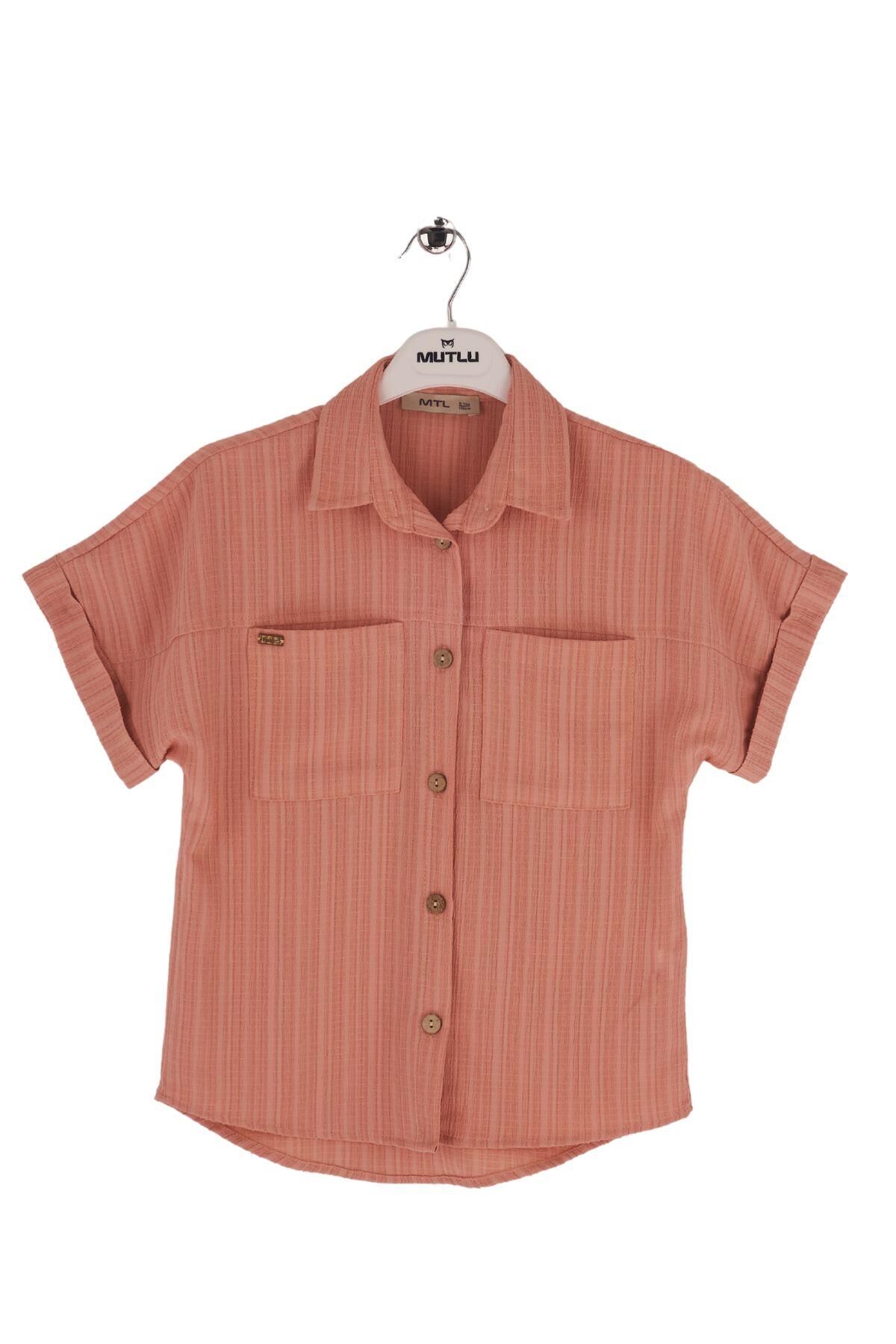 Mutlu Kids Kısa Kol Kız Çocuk Gömlek Pembe - 11 Yaş